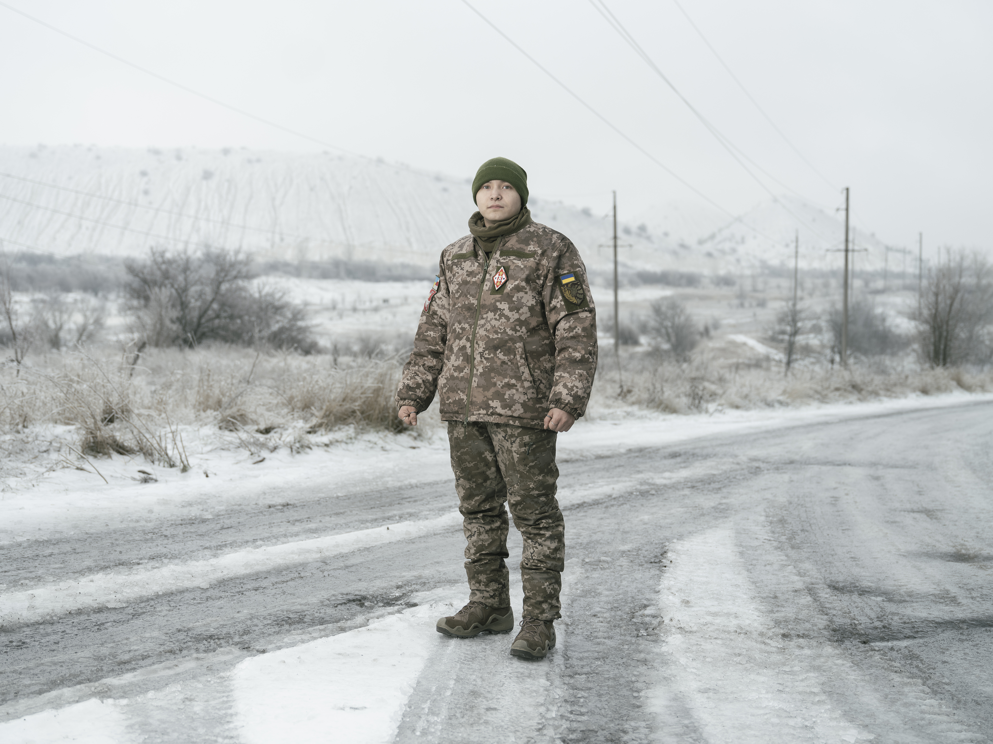 Solider standing in the street 