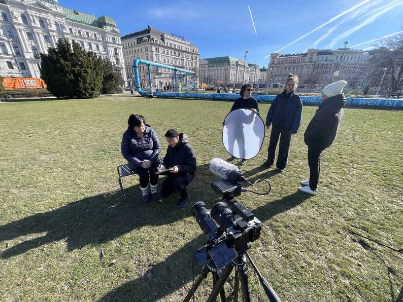 Film crew working on a project in Vienna