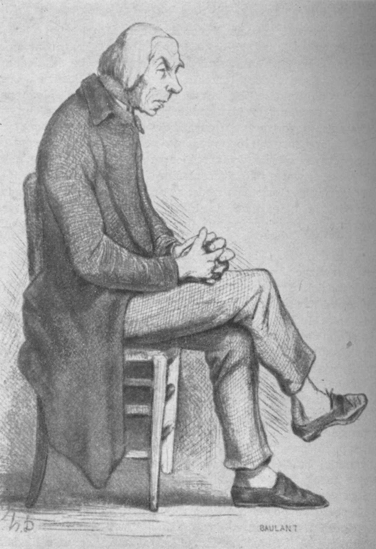 Father Goriot by H. Daumier (1842). Wood engraving.