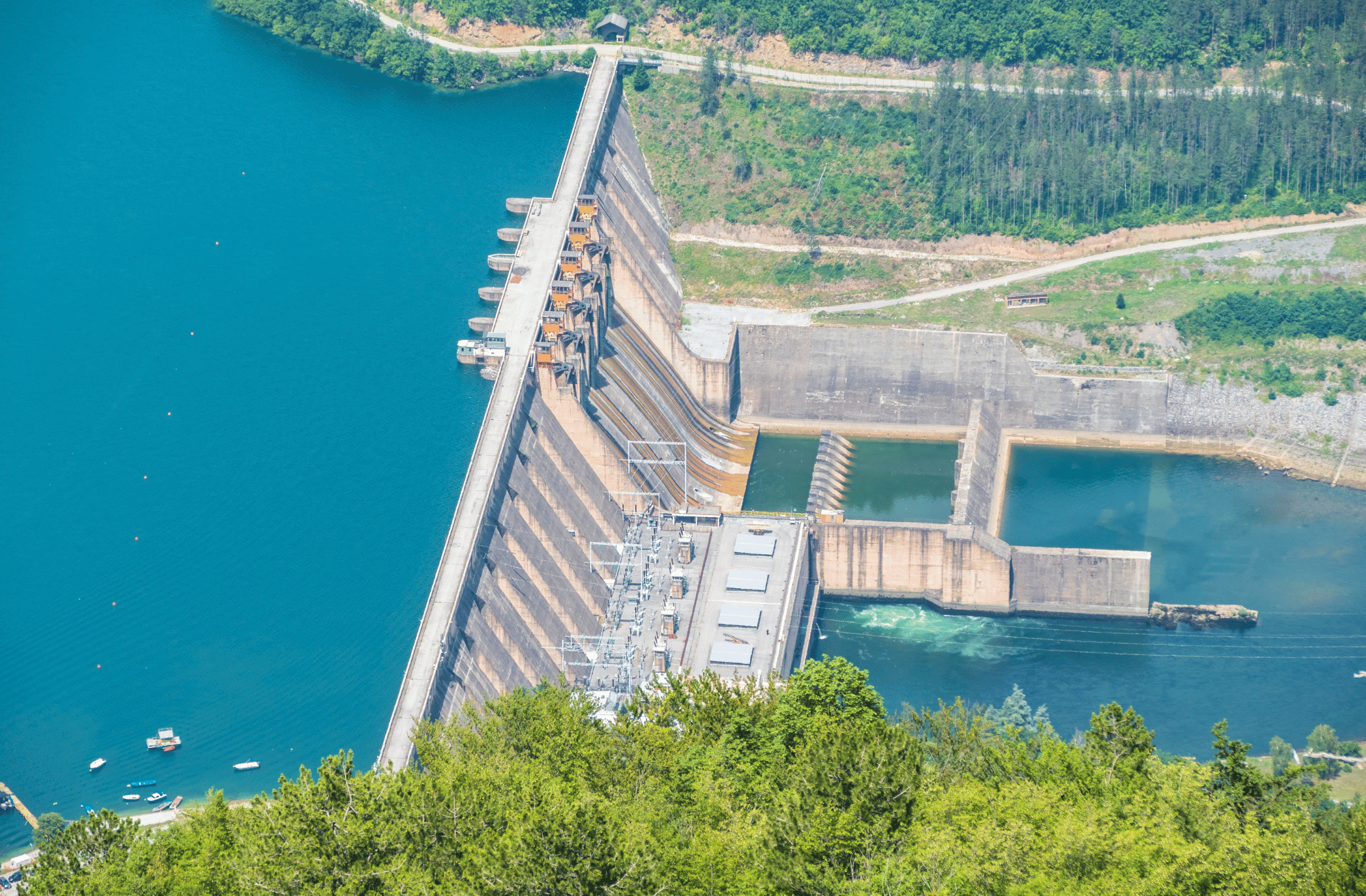 The hydroelectric power station Bajina Bašta on the Lake Perućac and river Drina, Serbia