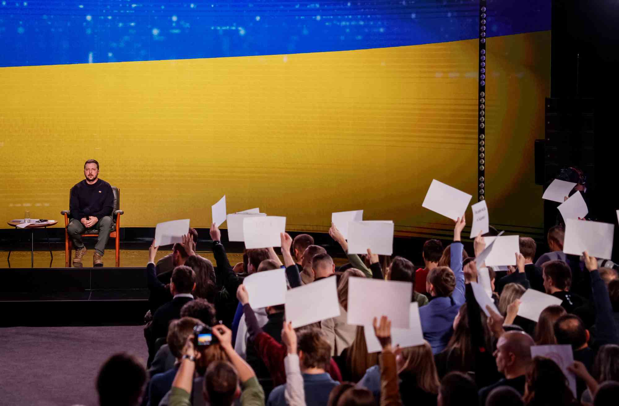 Ukraine’s President Zelensky holds a press conference in Kyiv, December 19, 2023