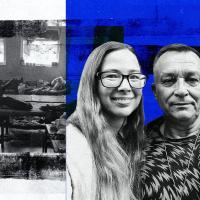 A collage with Kateryna Yehorushkina and Viktor Moskalenko