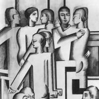 A sketch titled "Purist Composition" by Olexandra Exter