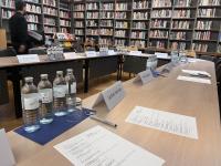 Photo of the conference set-up taken at the Spring Fellows' Conference 2024 in the IWM Library